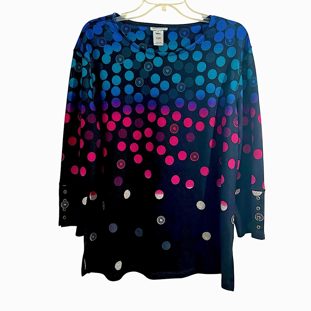 Multiples Medium Black Top With Circular Dotted M… - image 1
